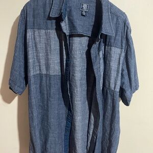 Men's Casual Short-Sleeve Button-Down Shirt - Denim Blue